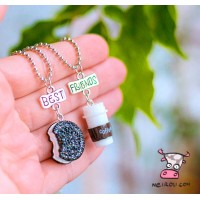 Кулон парный для друзей "Best Friends. Кофе с печеньем". Цена за 1 пару